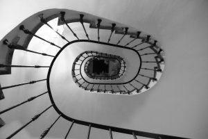 Vertigo - looking down a tall stairway or ladder